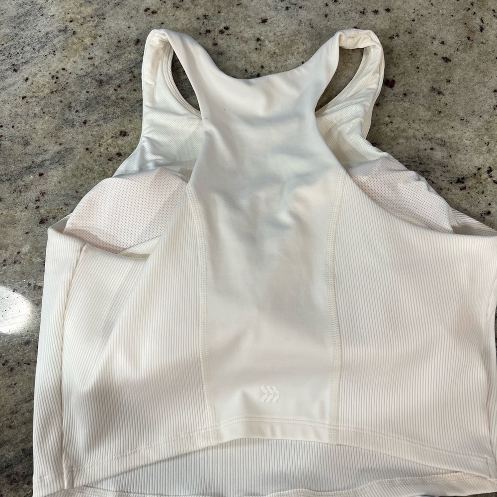 White Athletic Ribbed Racerback Bra / Crop Top - Picture 2 of 3
